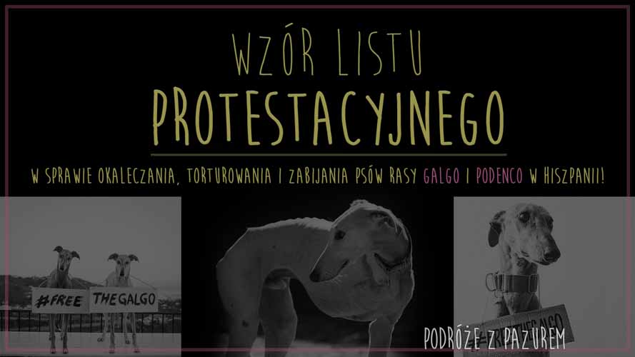 WZÓR LISTU PROTESTACYJNEGO ws. MASOWEGO TORTUROWANIA I MORDOWANIA PSÓW W HISZPANII